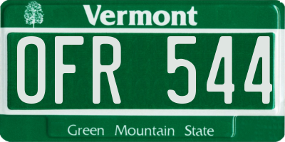 VT license plate OFR544