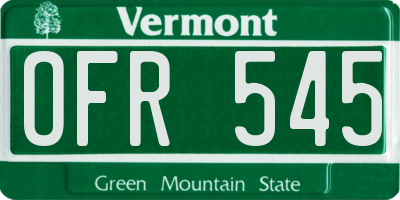 VT license plate OFR545