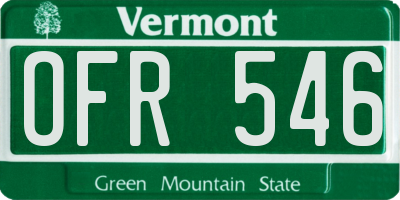VT license plate OFR546