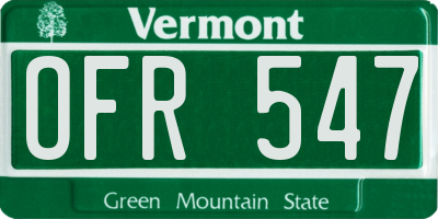 VT license plate OFR547