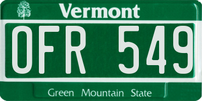 VT license plate OFR549