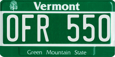 VT license plate OFR550