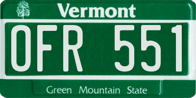 VT license plate OFR551