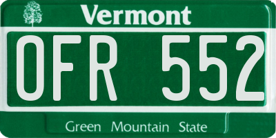 VT license plate OFR552