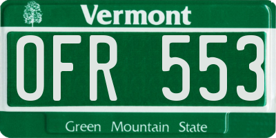 VT license plate OFR553