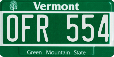 VT license plate OFR554