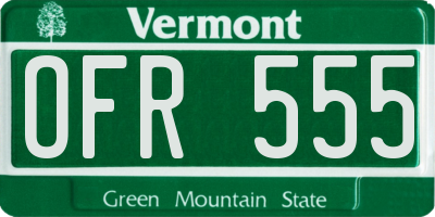 VT license plate OFR555