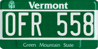 VT license plate OFR558