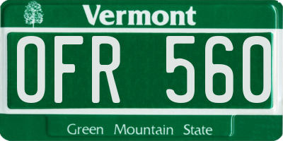 VT license plate OFR560