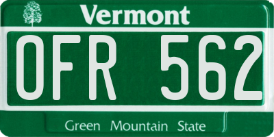 VT license plate OFR562