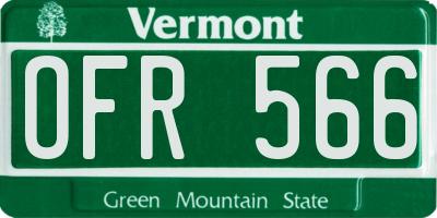 VT license plate OFR566