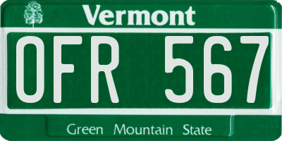 VT license plate OFR567