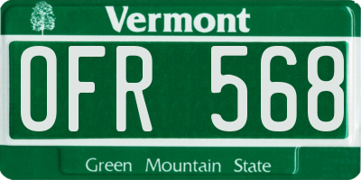 VT license plate OFR568