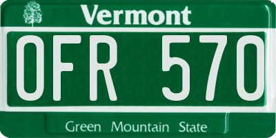 VT license plate OFR570