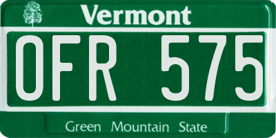 VT license plate OFR575