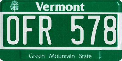 VT license plate OFR578