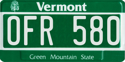 VT license plate OFR580