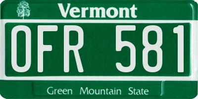 VT license plate OFR581