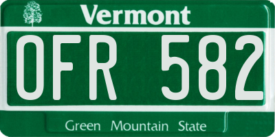 VT license plate OFR582
