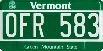 VT license plate OFR583