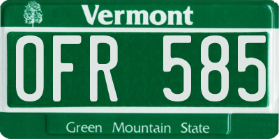 VT license plate OFR585