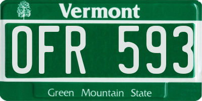 VT license plate OFR593