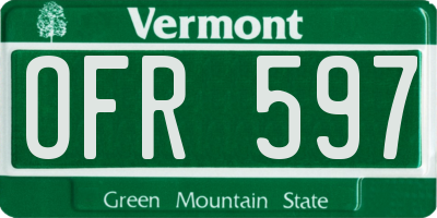 VT license plate OFR597