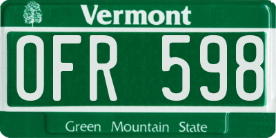 VT license plate OFR598