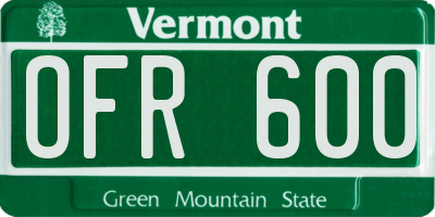 VT license plate OFR600