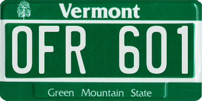 VT license plate OFR601