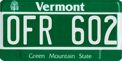 VT license plate OFR602