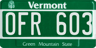 VT license plate OFR603