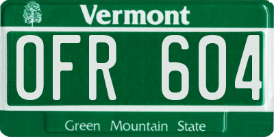 VT license plate OFR604