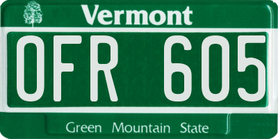 VT license plate OFR605