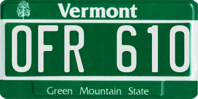 VT license plate OFR610