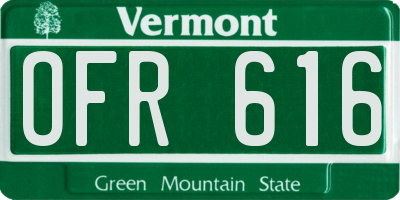 VT license plate OFR616