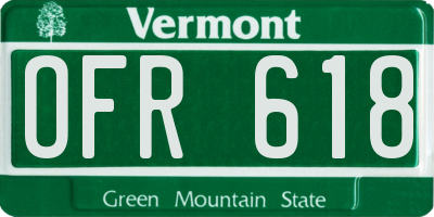 VT license plate OFR618