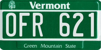 VT license plate OFR621