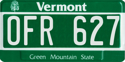 VT license plate OFR627