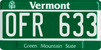 VT license plate OFR633
