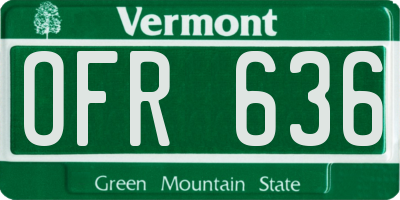 VT license plate OFR636