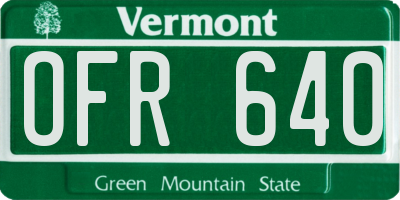 VT license plate OFR640