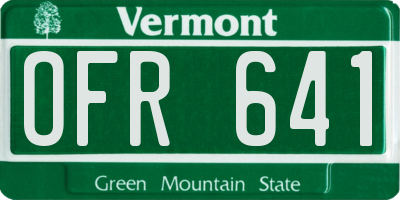 VT license plate OFR641