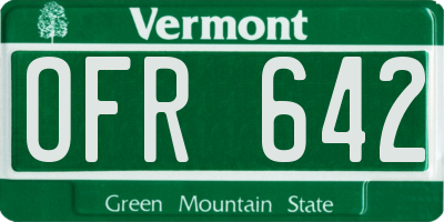 VT license plate OFR642