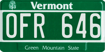VT license plate OFR646