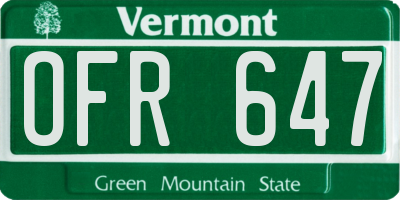 VT license plate OFR647
