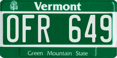 VT license plate OFR649