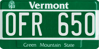 VT license plate OFR650