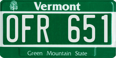 VT license plate OFR651