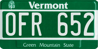 VT license plate OFR652
